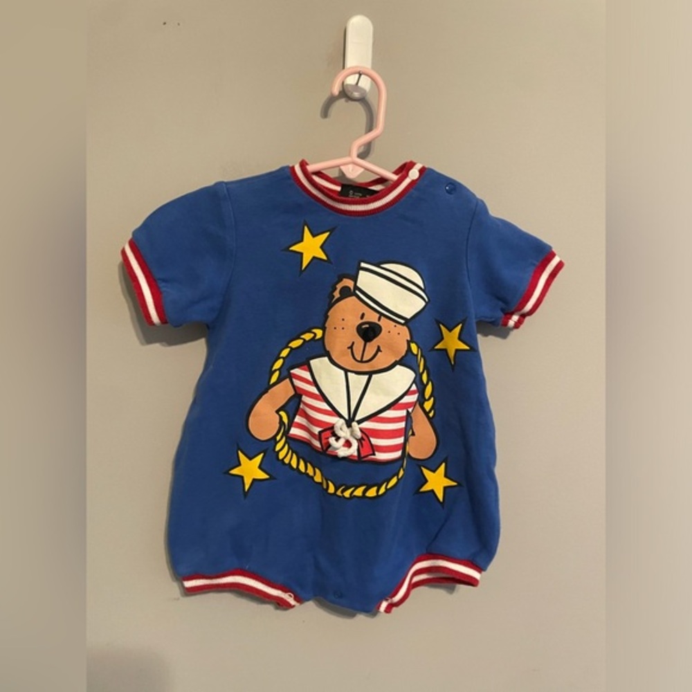 Vintage kids sailor bear‎ bubble romper size 18 month